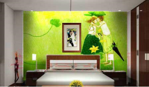 giấy dán tường màu xanh lá cây