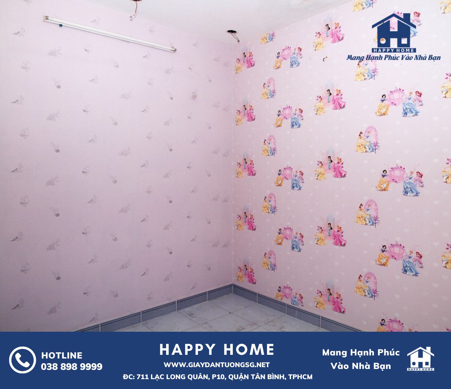 Happy Home thi công giấy dán tường hoàn thiện căn hộ nhà anh Thái tại Tân Bình