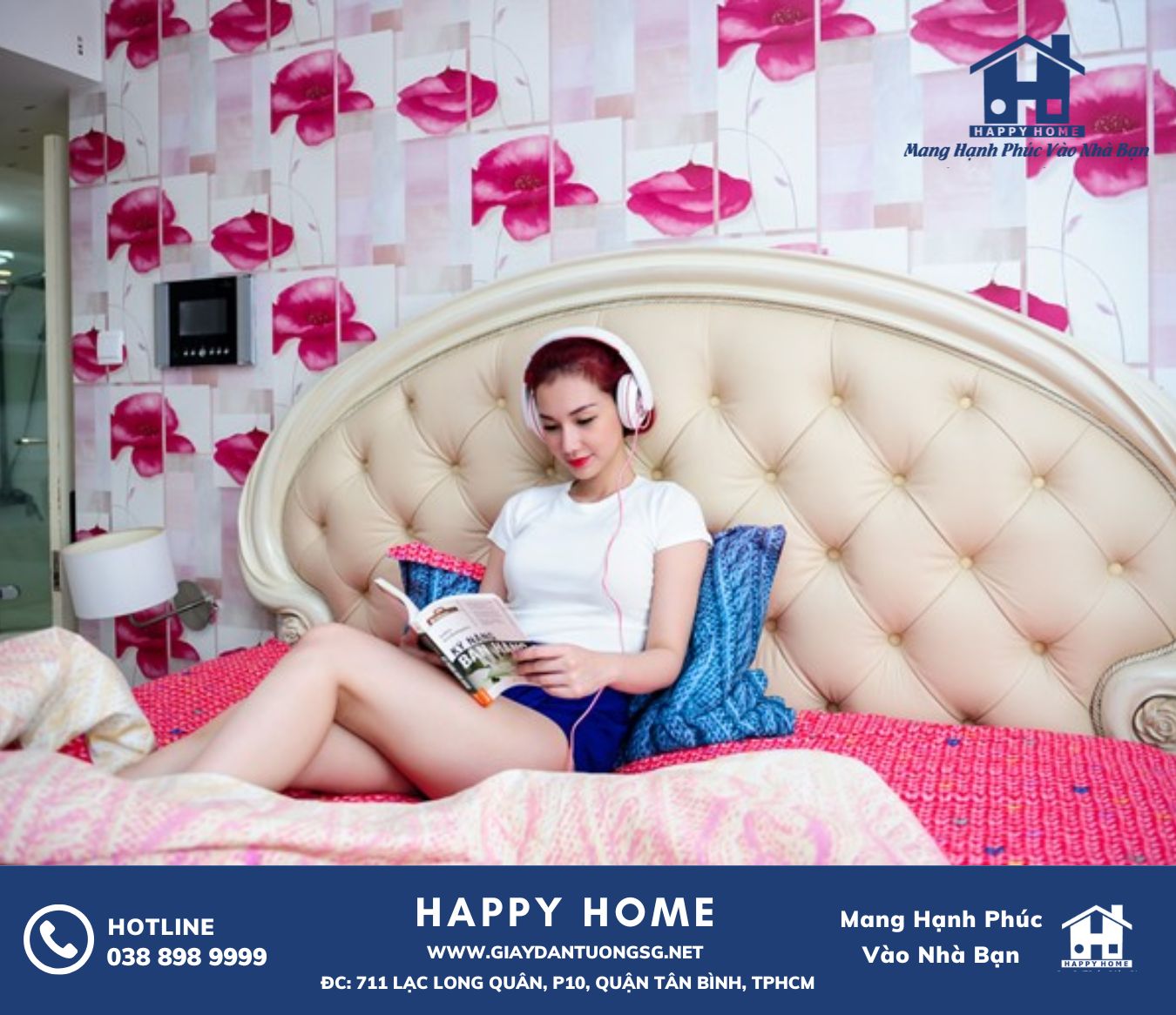 Sự kết hợp tuyệt vời giữa giấy dán tường và nội thất trong căn hộ của Quỳnh Chi