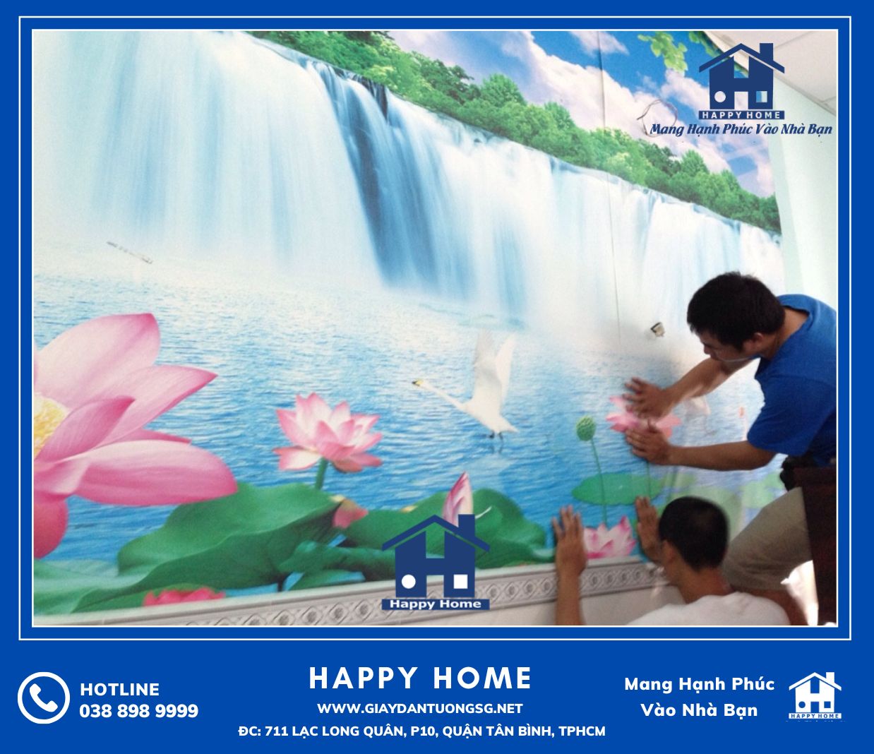 Lựa chọn Happy Home làm đơn vị cung cấp và thi công tranh dán tường thác nước đẹp