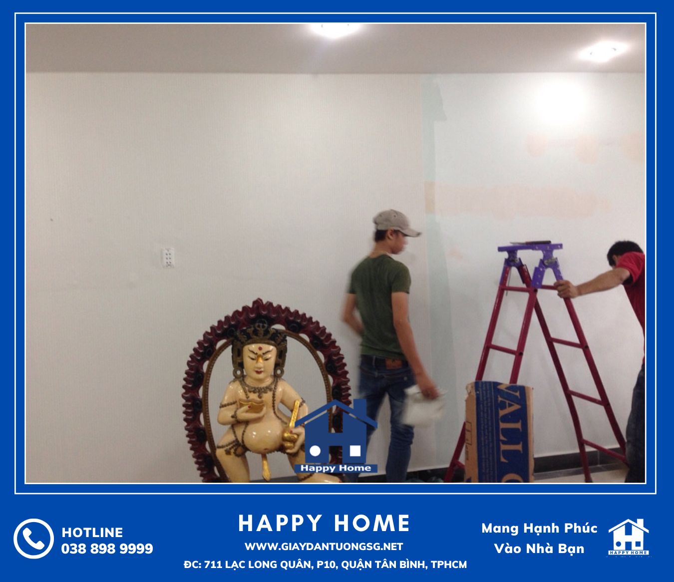 Happy Home có nhiều kinh nghiệm khi thi công giấy và tranh dán tường