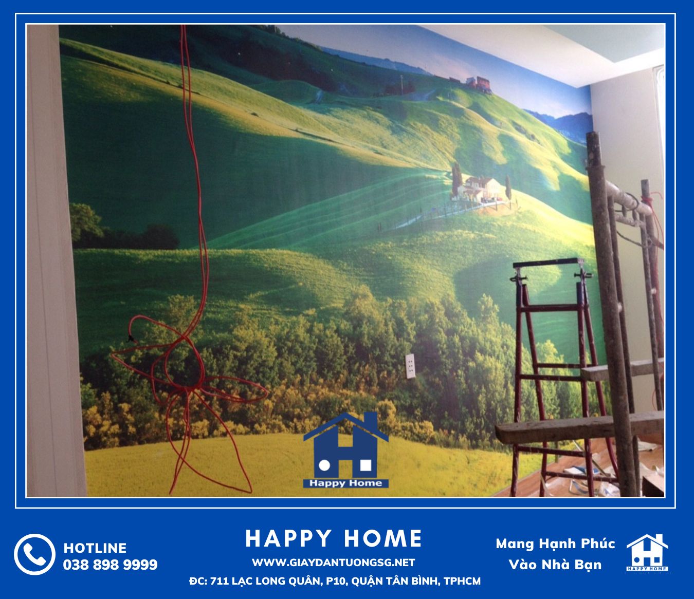 Happy Home thi công tranh dán tường thiên nhiên tại Quận 12