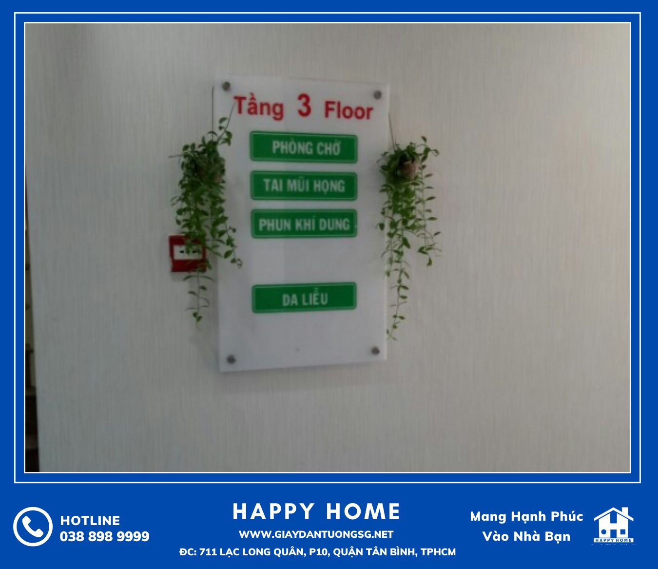Happy Home được nhiều phòng khám lựa chọn cung cấp và thi công giấy dán tường tại đơn vị