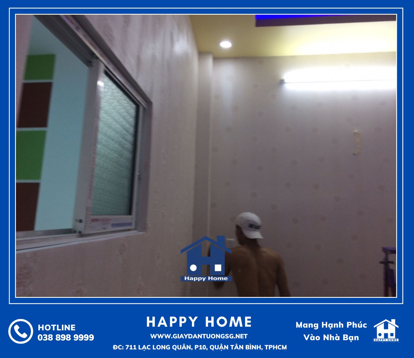 Đội ngũ Happy Home thi công nhanh gọn đẹp sạch sẽ các công trình giấy dán tường