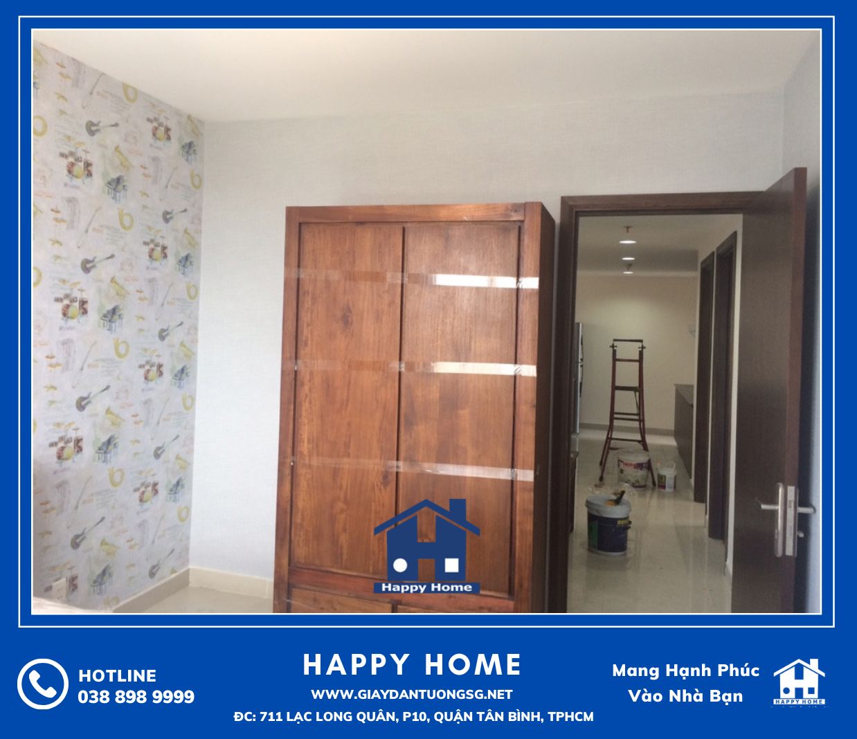Căn hộ chung cư An Phú được trang trí giấy dán tường đẹp tại Happy Home