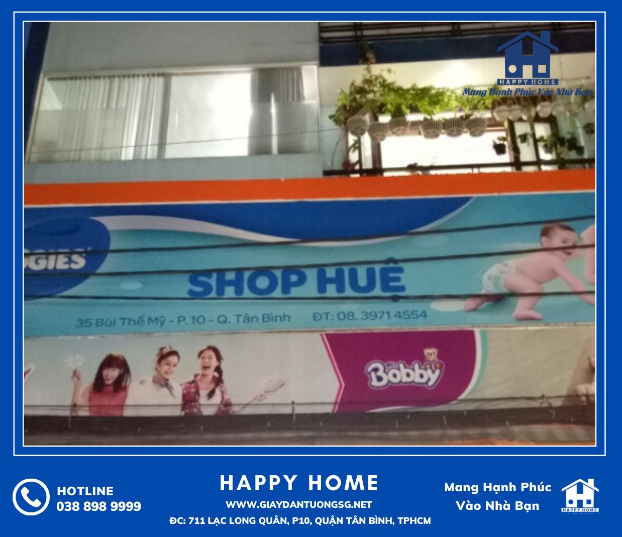Happy Home thi công giấy dán tường 3D tại cửa hàng