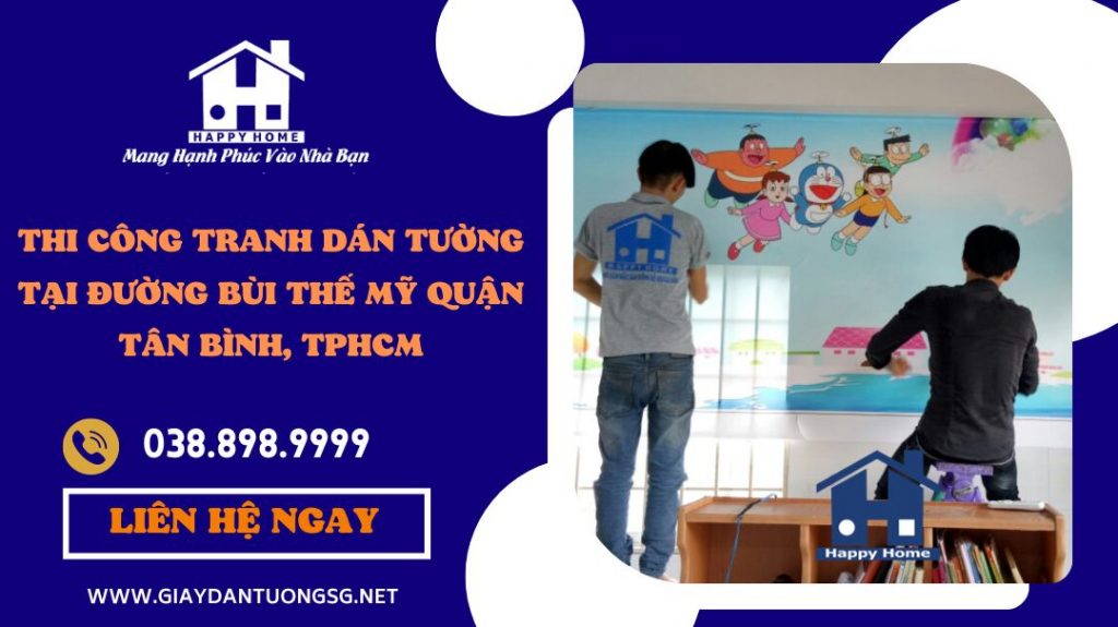 Happy Home thi công tranh dán tường tại cửa hàng Shop Huệ tại Quận Tân Bình