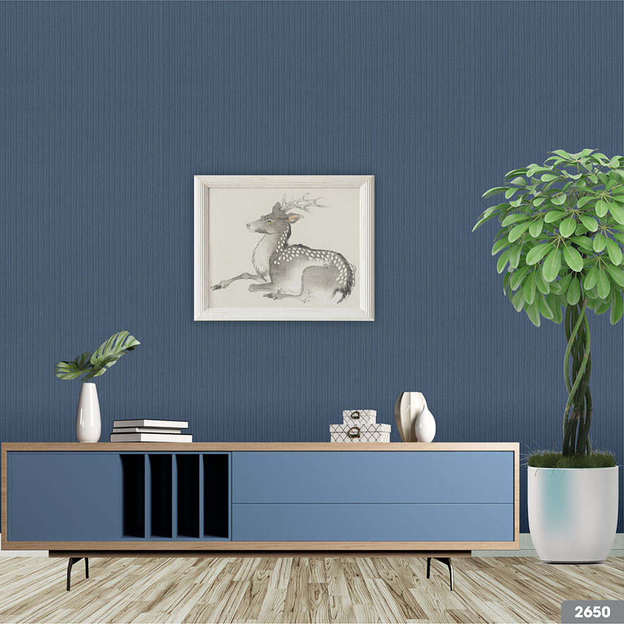 Trang trí khu vực phòng khách với mẫu giấy dán tường màu xanh