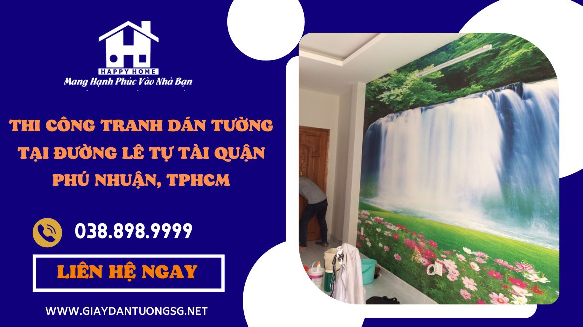 Hình ảnh thực tế thi công tranh dán tường đẹp tại căn hộ của khách hàng