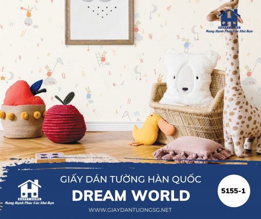 Giấy dán tường phòng trẻ em dream world 5155-1