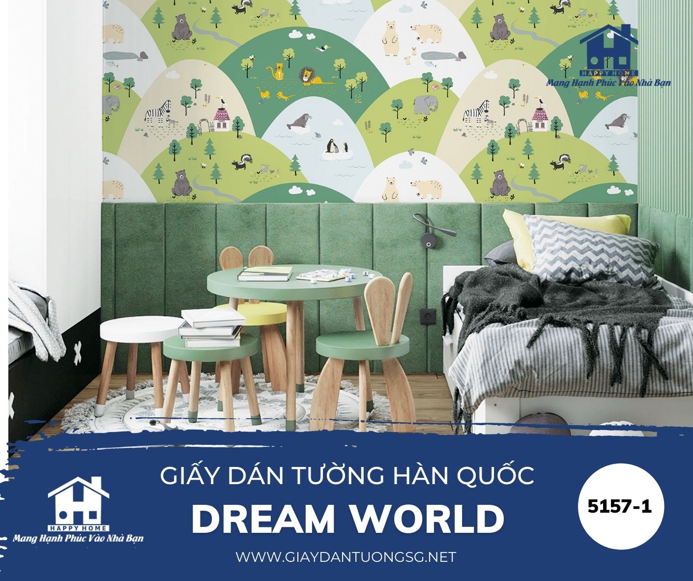Giấy dán tường phòng trẻ em dream world 5157-1