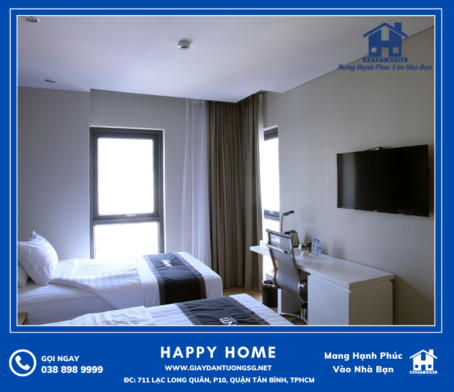 Hình ảnh thực tế khách sạn AVANTI lựa chọn Happy home làm đơn vị cung cấp giấy dán tường