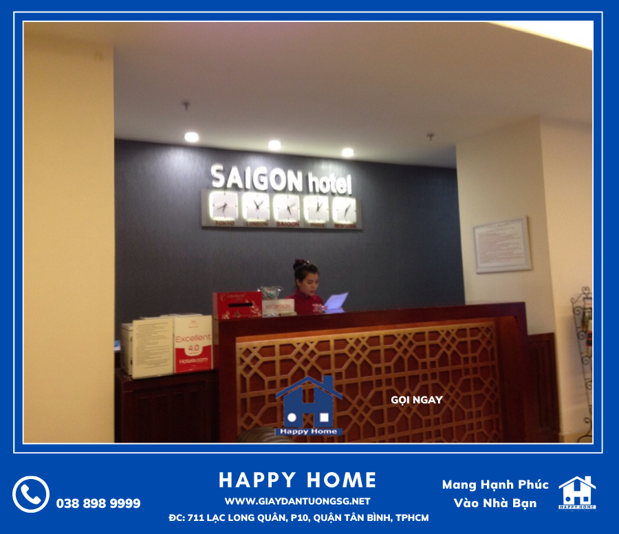 Happy Home thi công giấy dán tường tại khách sạn Sài Gòn Hotel