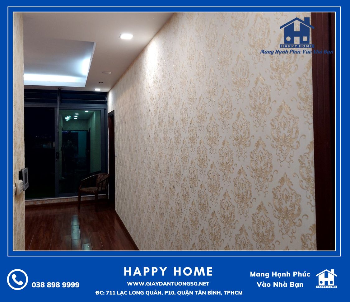Hình ảnh thực tế thi công giấy dán tường tại nhà chị Thủy