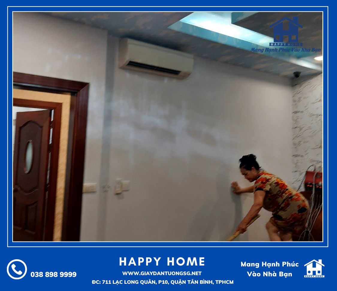 Happy Home thi công giấy dán tường tại căn hộ nhà chị Thủy