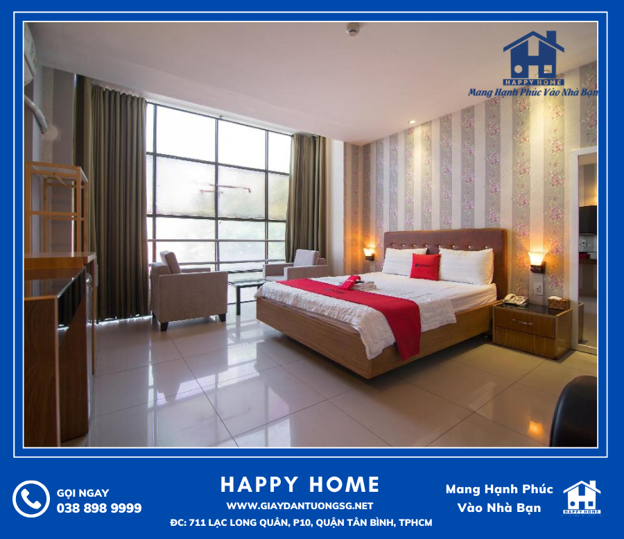Cùng Happy Home xem qua căn phòng khách sạn trở nên đẹp hơn với giấy dán tường Happy Home