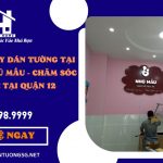 Thi Công Giấy Dán Tường Tại Cửa Hàng Nhũ Mẫu Chăm Sóc Mẹ Và Bé