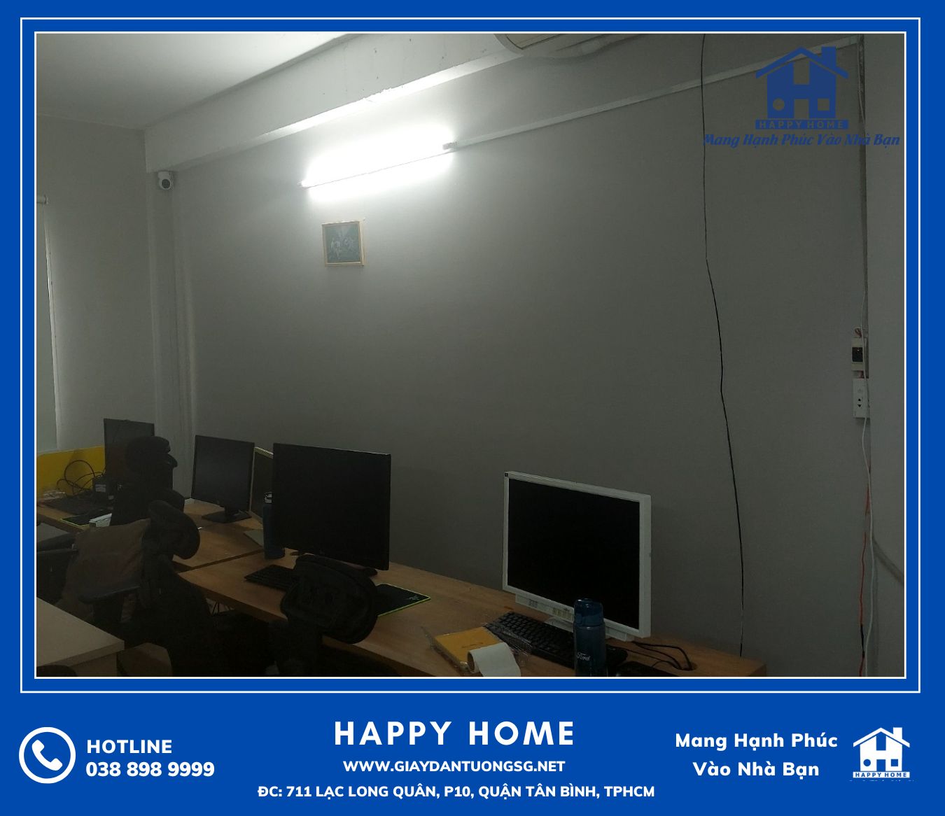 Trang trí phòng làm việc bằng giấy dán tường tại Happy Home