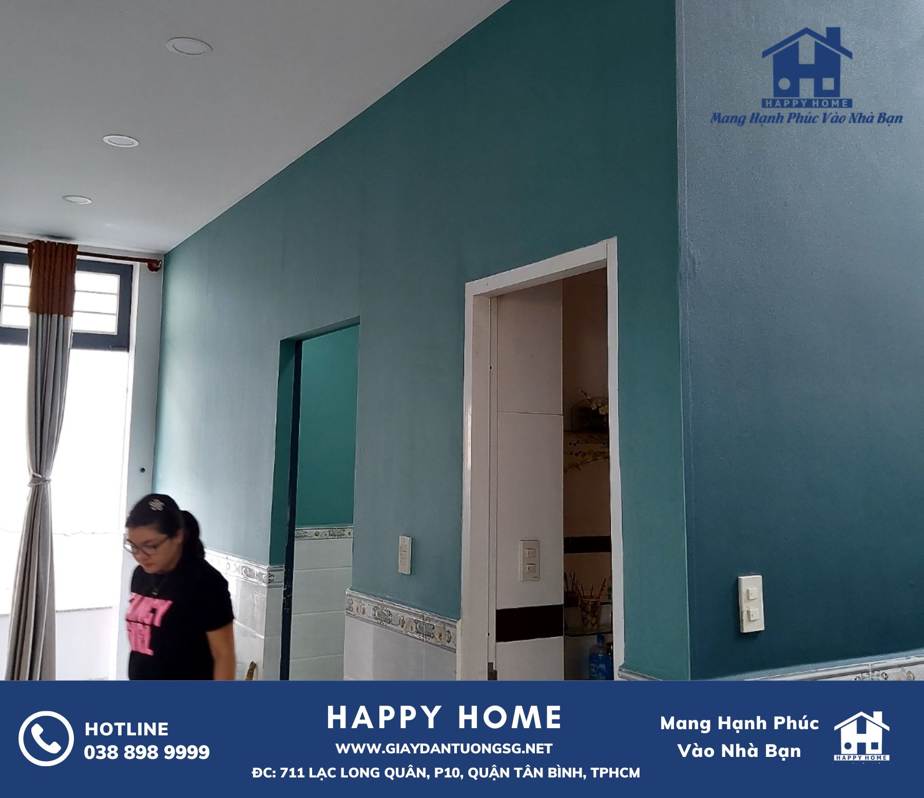Thi công giấy dán tường Happy Home tại nhà chị Hiền: trải nghiệm và hình ảnh thực tế