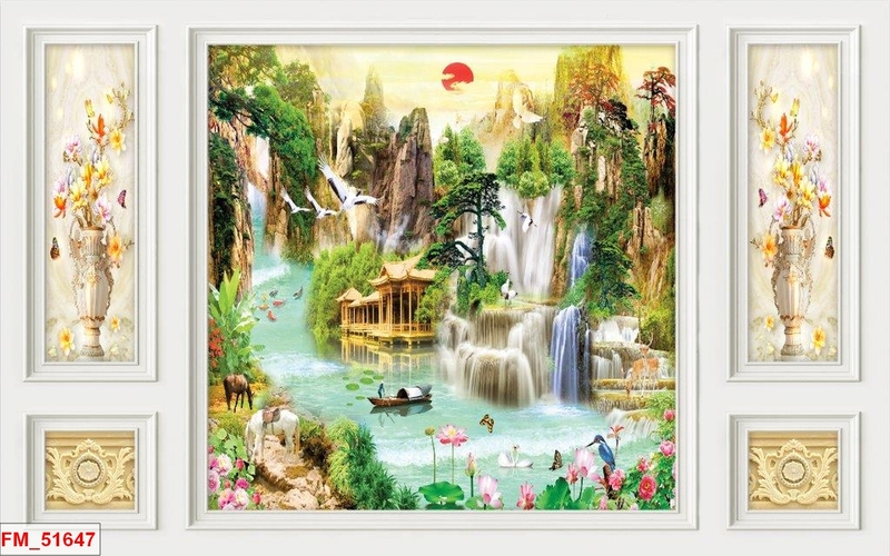 Dán tường phào chỉ phong cảnh 03