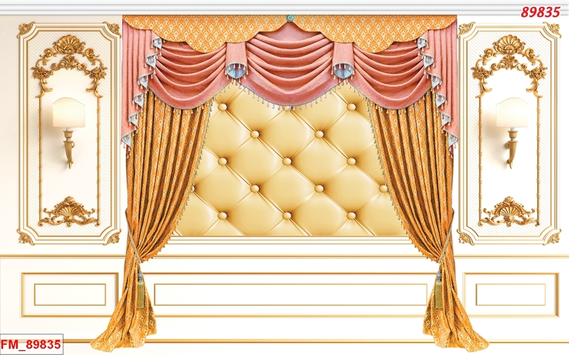 Mẫu phào chỉ dán tường rèm hoa 01