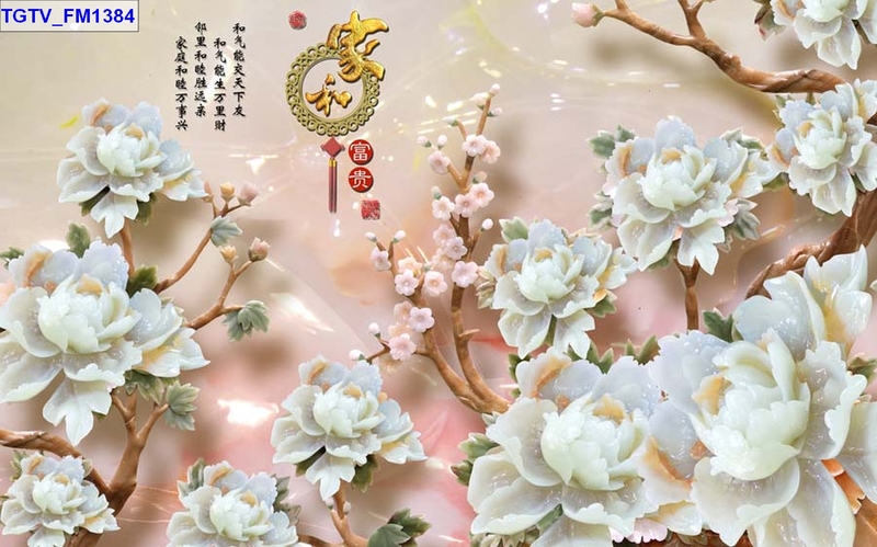 Tranh dán tường hoa lá giả ngọc 01