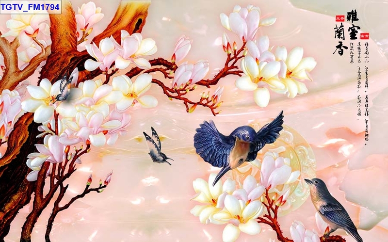 Tranh dán tường hoa lá giả ngọc 02