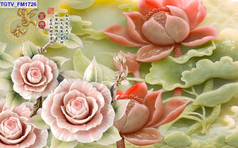 Tranh dán tường hoa lá giả ngọc 03
