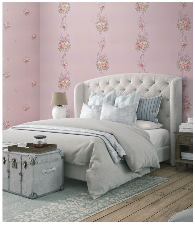 giấy dán tường phòng ngủ màu tím nhạt