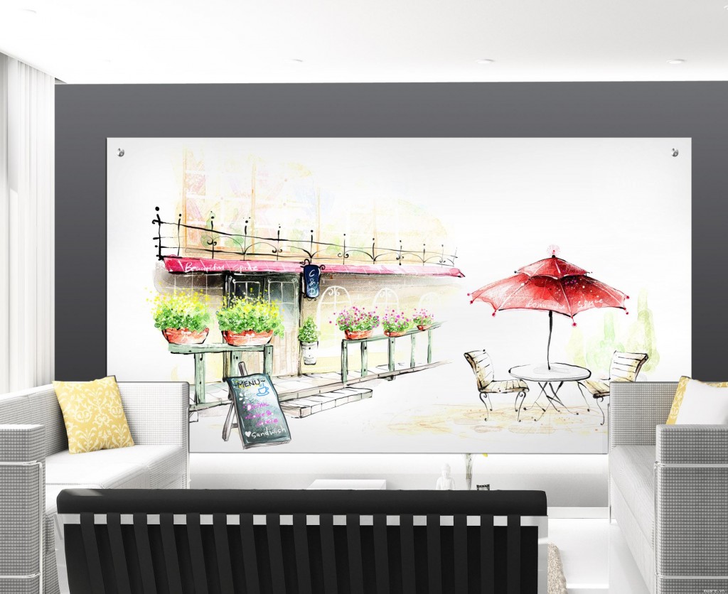 Gợi ý 22 mẫu vẽ tranh tường hoa giấy đẹp trang trí nhà hàng quán cafe