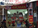 thi công giấy dán tường cho tiệm tóc Kim Ngân,giấy dán tường